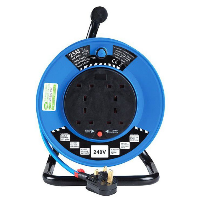Elite 240 Volt 50 Metre 1.5mm Extension Reel 13amp EXR50M230