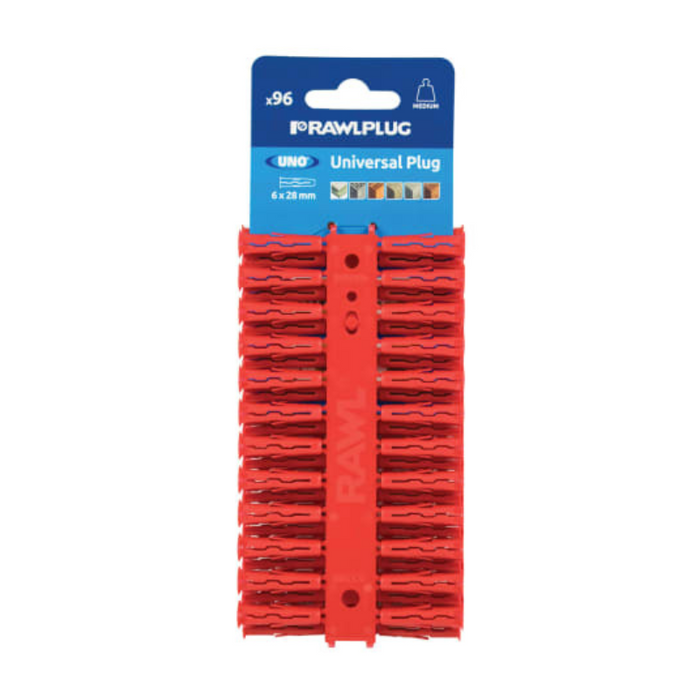 Red UNO® Plugs 6 x 28mm (Card 96)