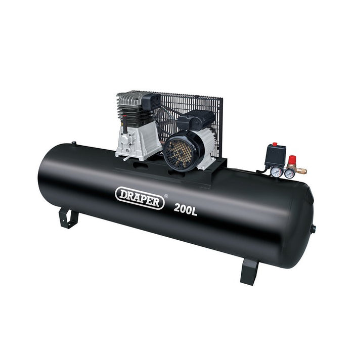 Draper 200L Belt-Driven Air Compressor Without Wheels, 2.2kw/3hp 55313