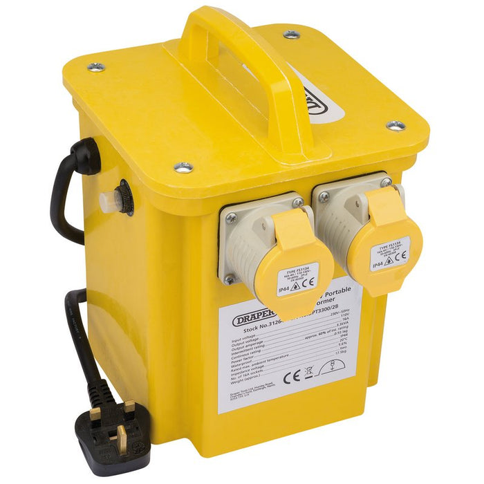 Draper 230v to 110v Portable Site Transformer, 3.3kva 31264