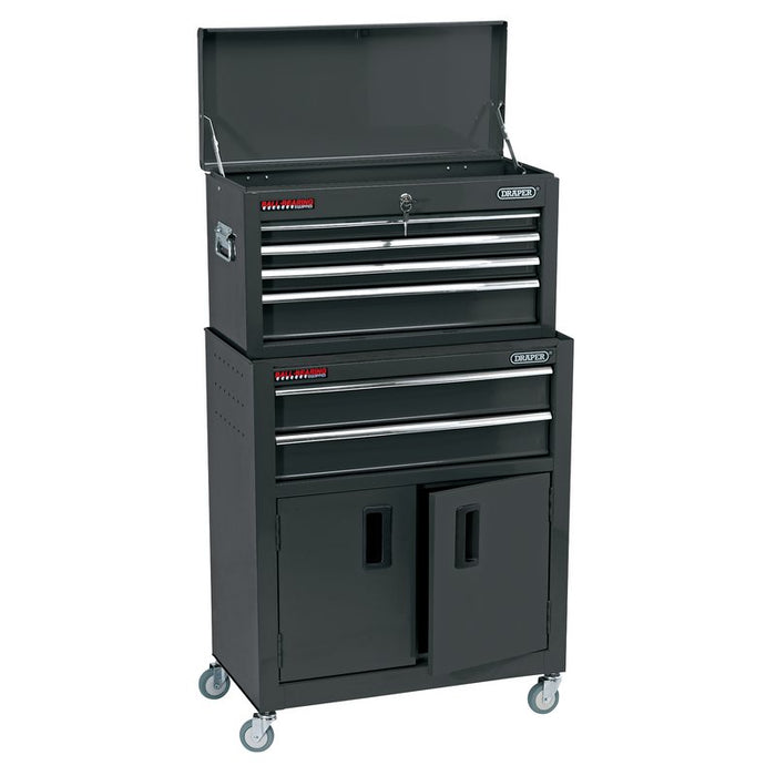 Draper Combined Roller Cabinet And Tool Chest, 6 Drawer, 24", Black 19572