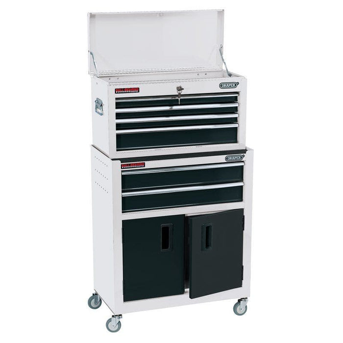 Draper Combined Roller Cabinet And Tool Chest, 6 Drawer, 24", White 19576