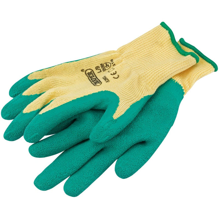 Draper Heavy Duty Latex Coated Work Gloves, Large, Green 82603