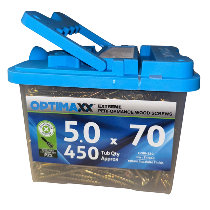 Optimaxx Maxxtub PZ Countersunk Woodscrew 5.0mm x 70mm 450 Pack C288-830