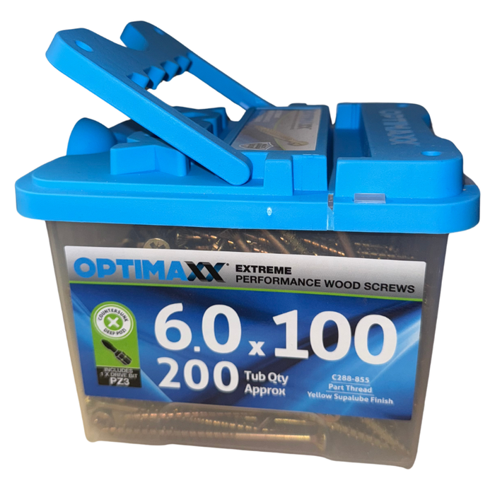 Optimaxx Maxxtub PZ Countersunk Woodscrew 6.0mm x 100mm 200 Pack C288-855