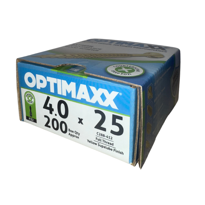 Optimaxx PZ Countersunk Woodscrew 4.0mm x 25mm 200 Pack C288-412