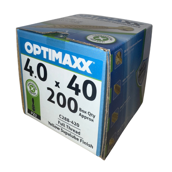 Optimaxx PZ Countersunk Woodscrew 4.0mm x 40mm 200 Pack C288-420