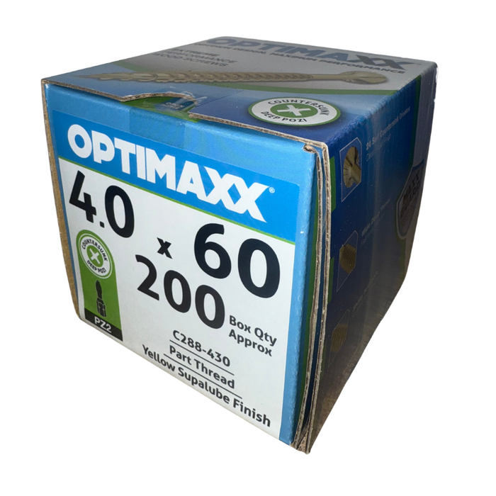 Optimaxx PZ Countersunk Woodscrew 4.0mm x 60mm 200 Pack C288-430