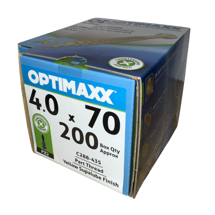 Optimaxx PZ Countersunk Woodscrew 4.0mm x 70mm 200 Pack C288-435
