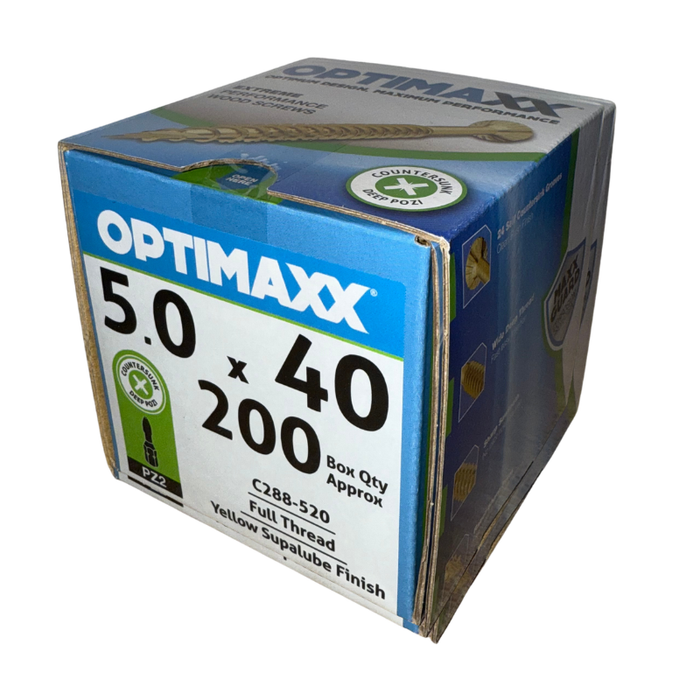 Optimaxx PZ Countersunk Woodscrew 5.0mm x 40mm 200 Pack C288-520
