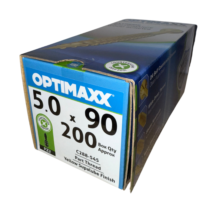 Optimaxx PZ Countersunk Woodscrew 5.0mm x 90mm 200 Pack C288-545
