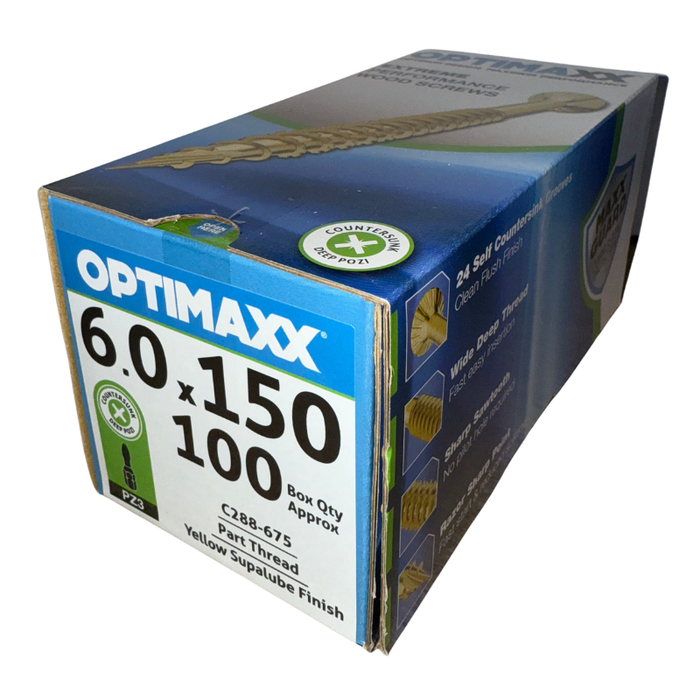 Optimaxx PZ Countersunk Woodscrew 6.0mm x 150mm 100 Pack C288-675