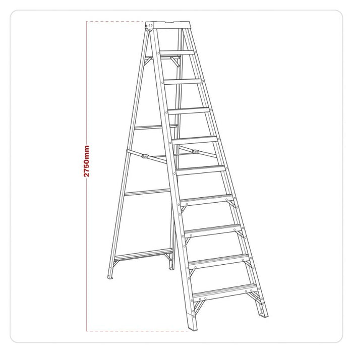 Sealey Fibreglass Step Ladder 9-Tread BS EN 131 FSL10