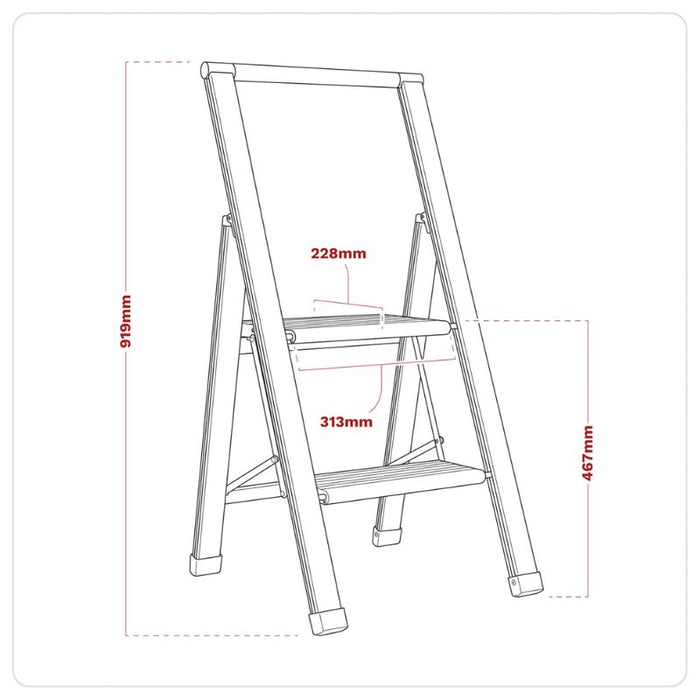 Sealey Professional Folding Step Ladder 2-Step Aluminium 150kg Capacity APSL2