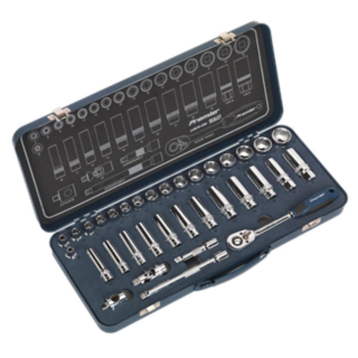 Sealey Socket Set 34pc 3/8"Sq Drive Lock-On™ 6pt Metric AK27481