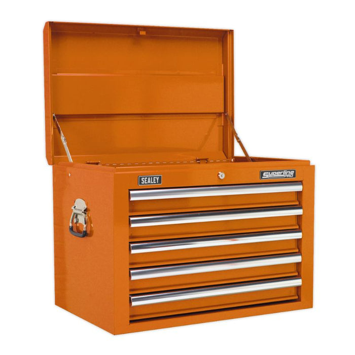 Sealey Topchest Tool Chest 5 Drawer with Ball-Bearing Slides Orange AP26059TO