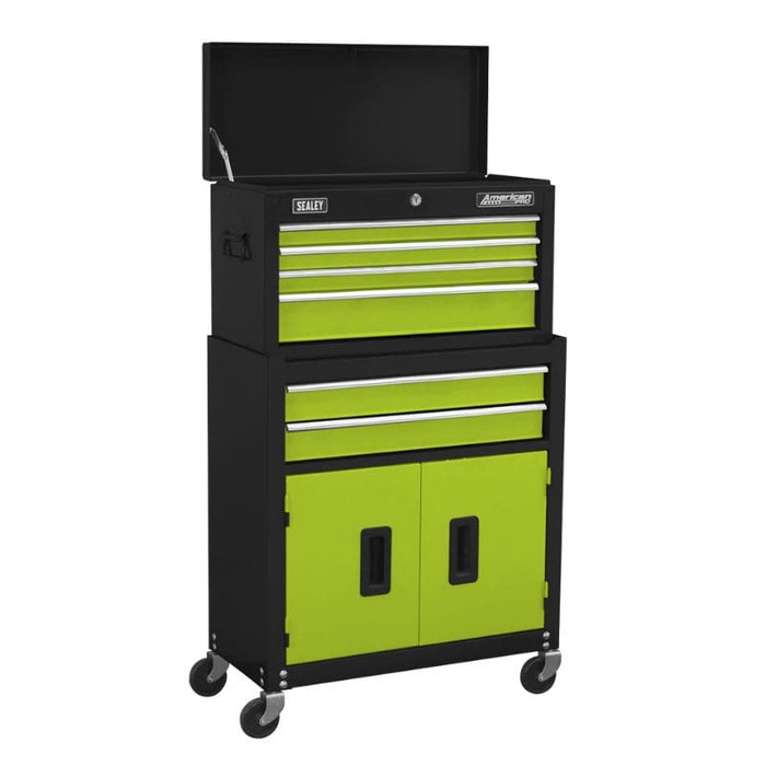 Sealey Topchest & Rollcab Combination 6 Drawer with Ball-Bearing Slides - Green AP22HVG