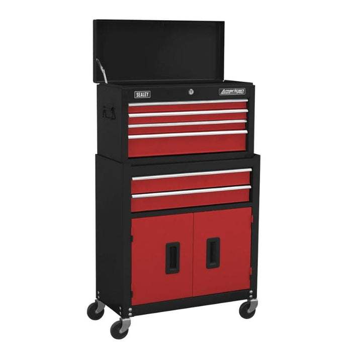 Sealey Topchest & Rollcab Combination 6 Drawer with Ball-Bearing Slides - Red AP22R