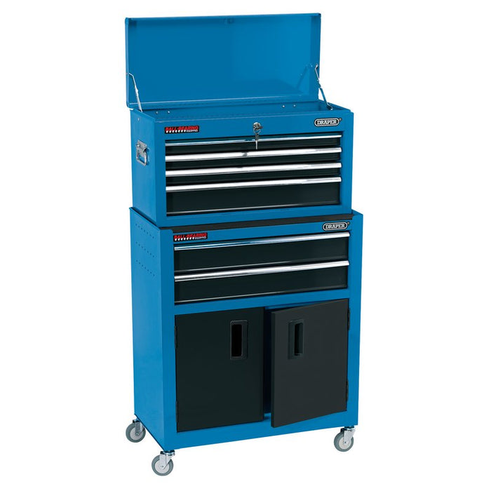 Draper Combined Roller Cabinet and Tool Chest, 6 Drawer, 24", Blue 19563